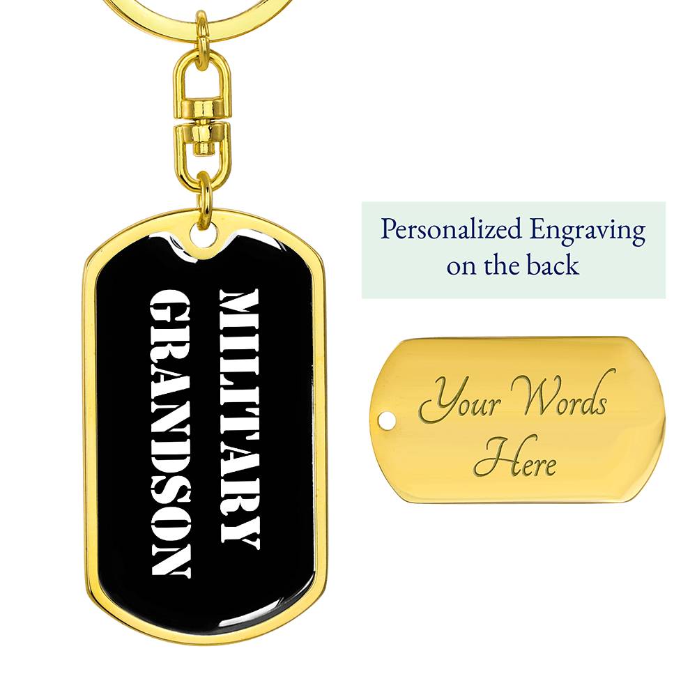 Military Grandson v3 - Luxury Dog Tag Keychain