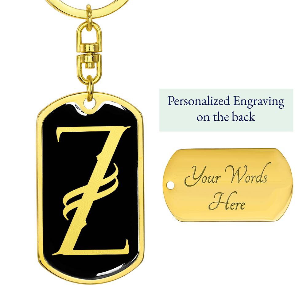 Initial Z v001-12 - Luxury Dog Tag Keychain