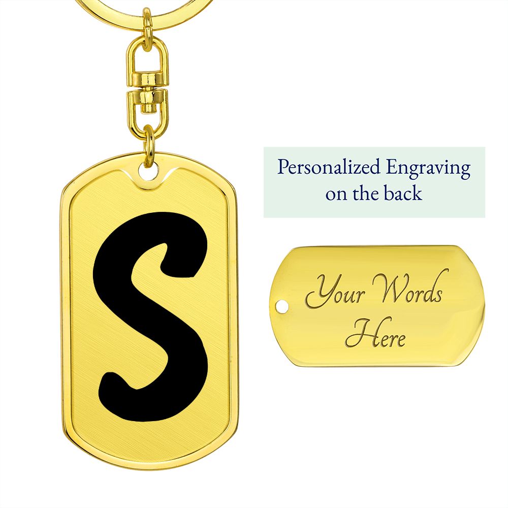 Initial S v1b - Luxury Dog Tag Keychain
