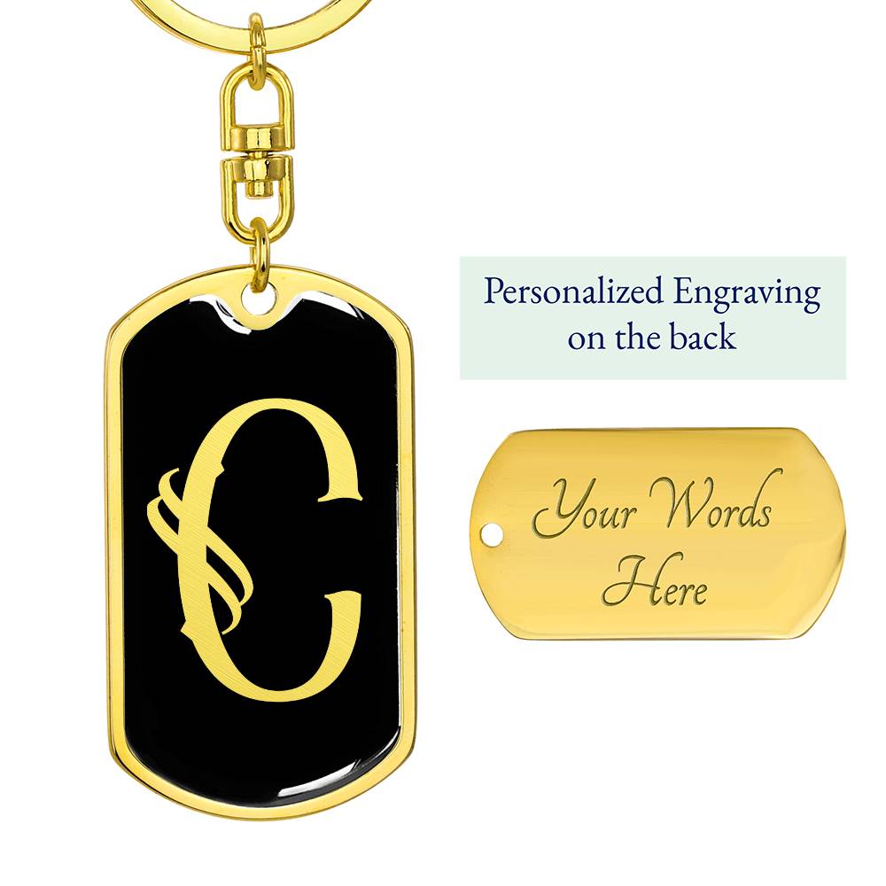 Initial C v001-12 - Luxury Dog Tag Keychain
