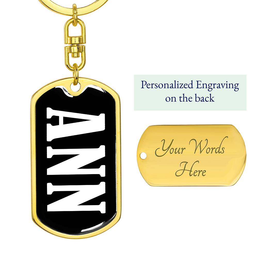 Ann v01w - Luxury Dog Tag Keychain