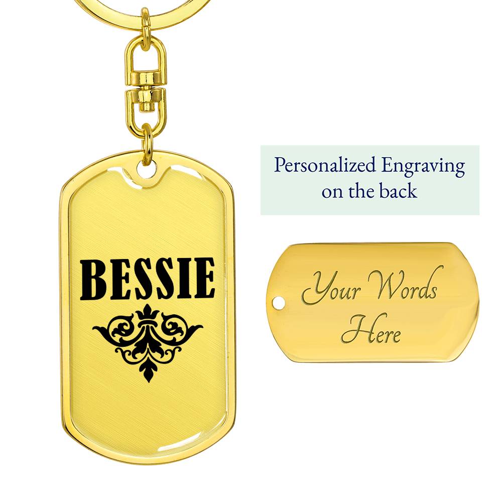 Bessie v01a - Luxury Dog Tag Keychain