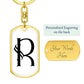 Initial R v001-14 - Luxury Dog Tag Keychain