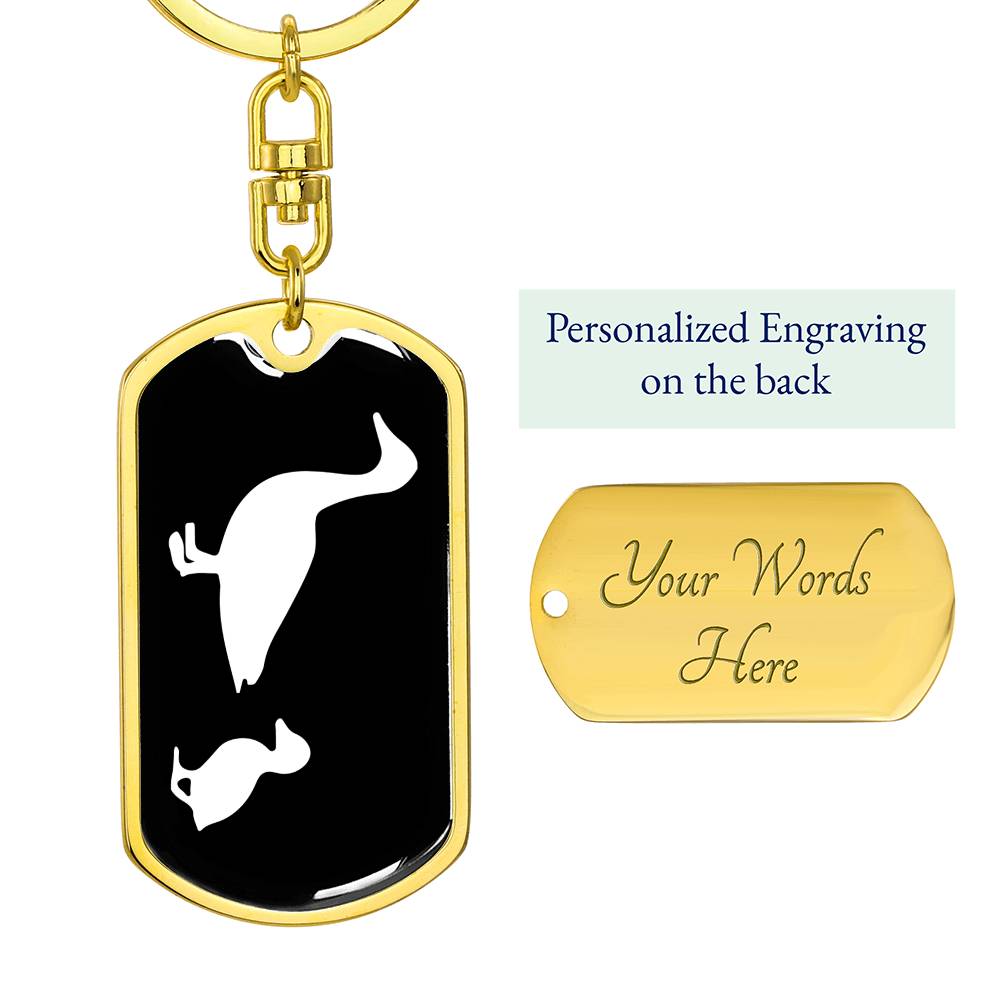 Mama Duck With 1 Duckling v3 - Luxury Dog Tag Keychain