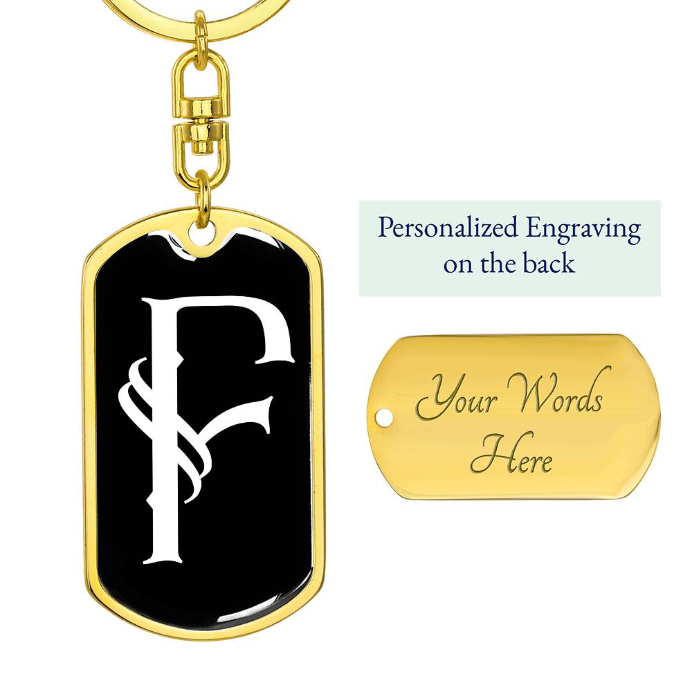 Initial F v001-13 - Luxury Dog Tag Keychain