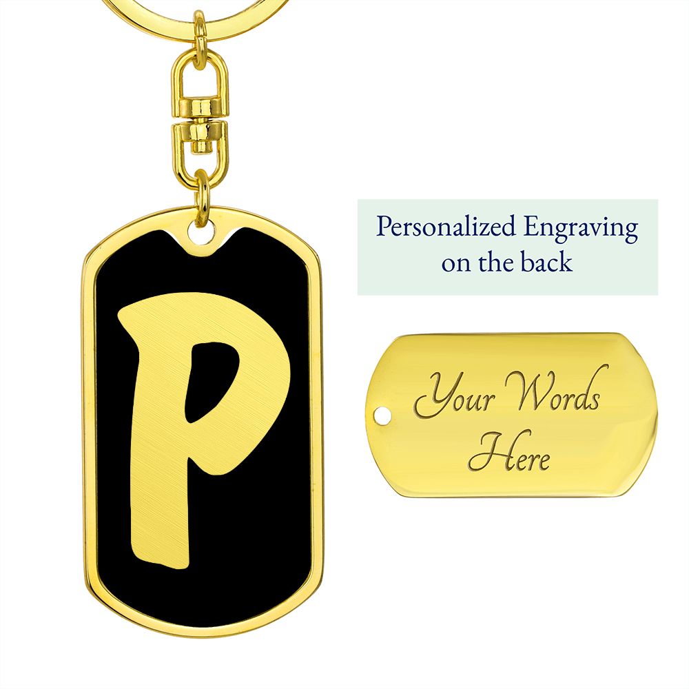 Initial P v2b - Luxury Dog Tag Keychain
