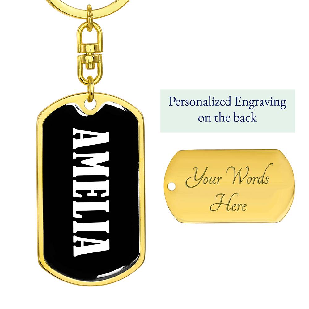 Amelia v01w - Luxury Dog Tag Keychain