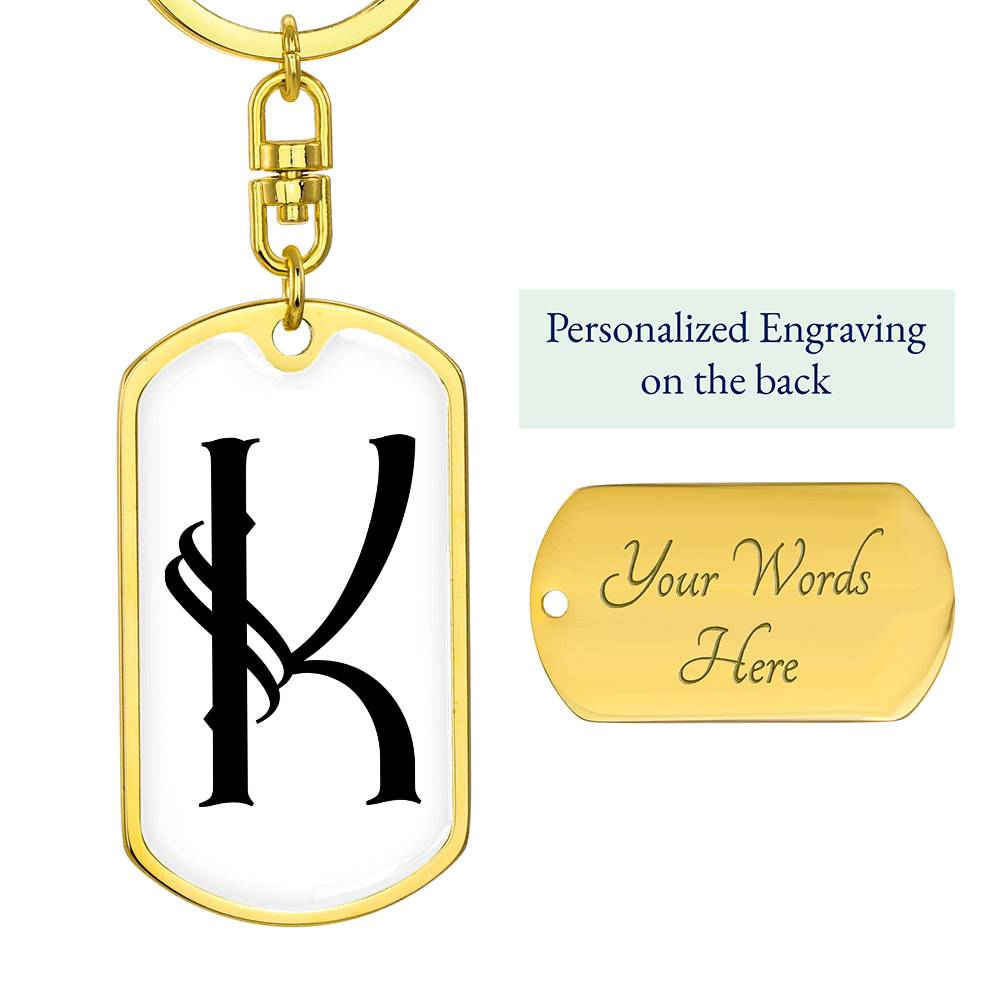 Initial K v001-14 - Luxury Dog Tag Keychain