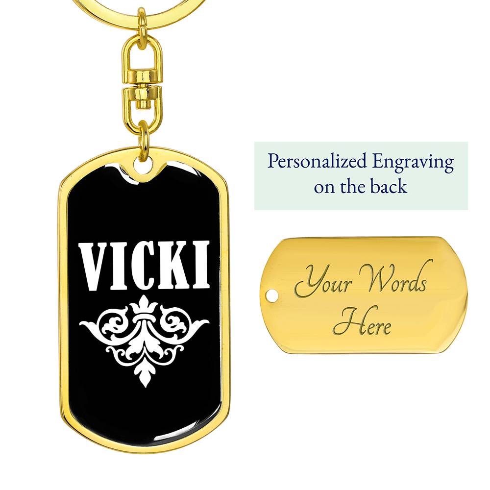 Vicki v03a - Luxury Dog Tag Keychain