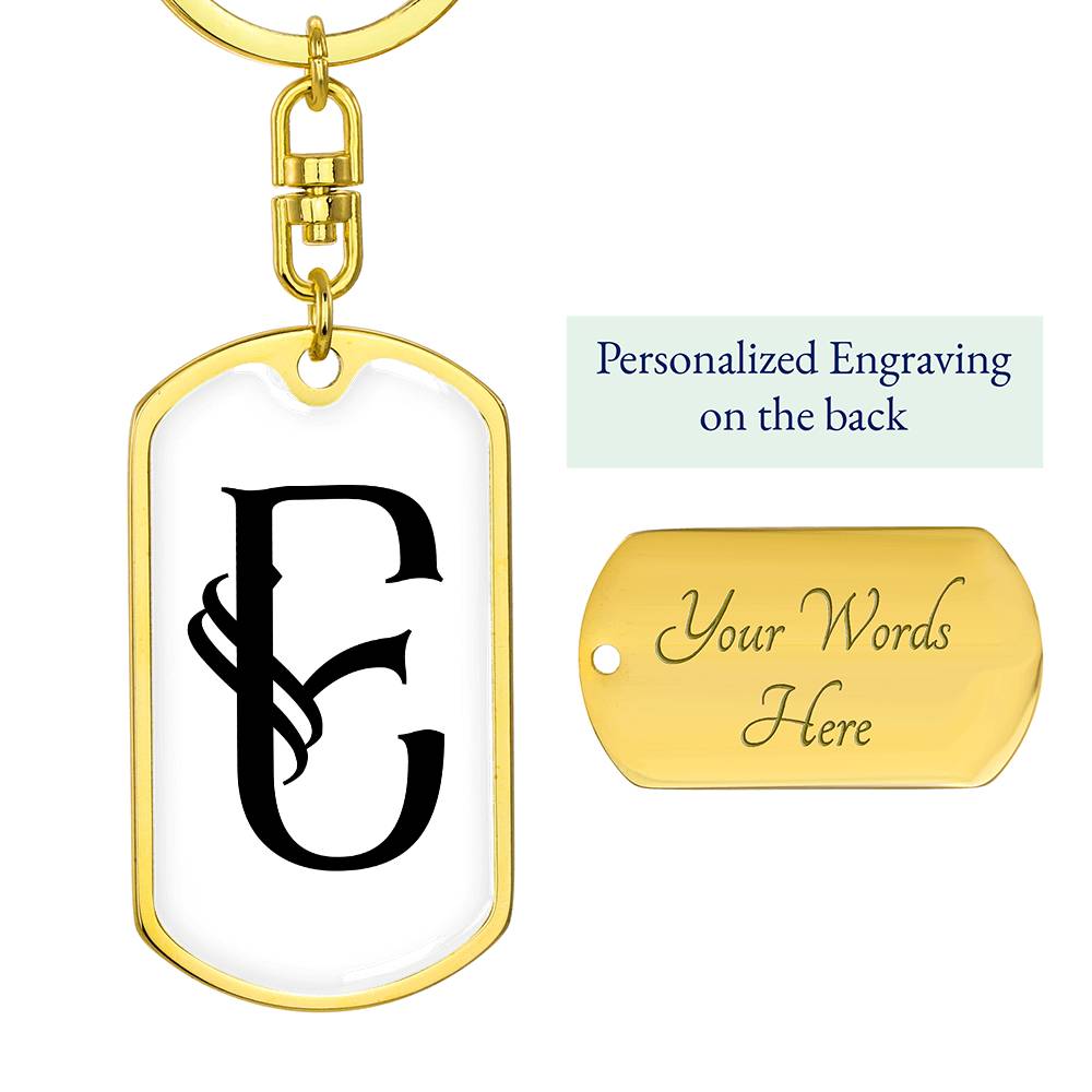 Initial E v001-14 - Luxury Dog Tag Keychain