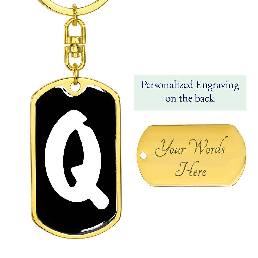 Initial Q v3b - Luxury Dog Tag Keychain