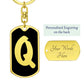 Initial Q v2b - Luxury Dog Tag Keychain