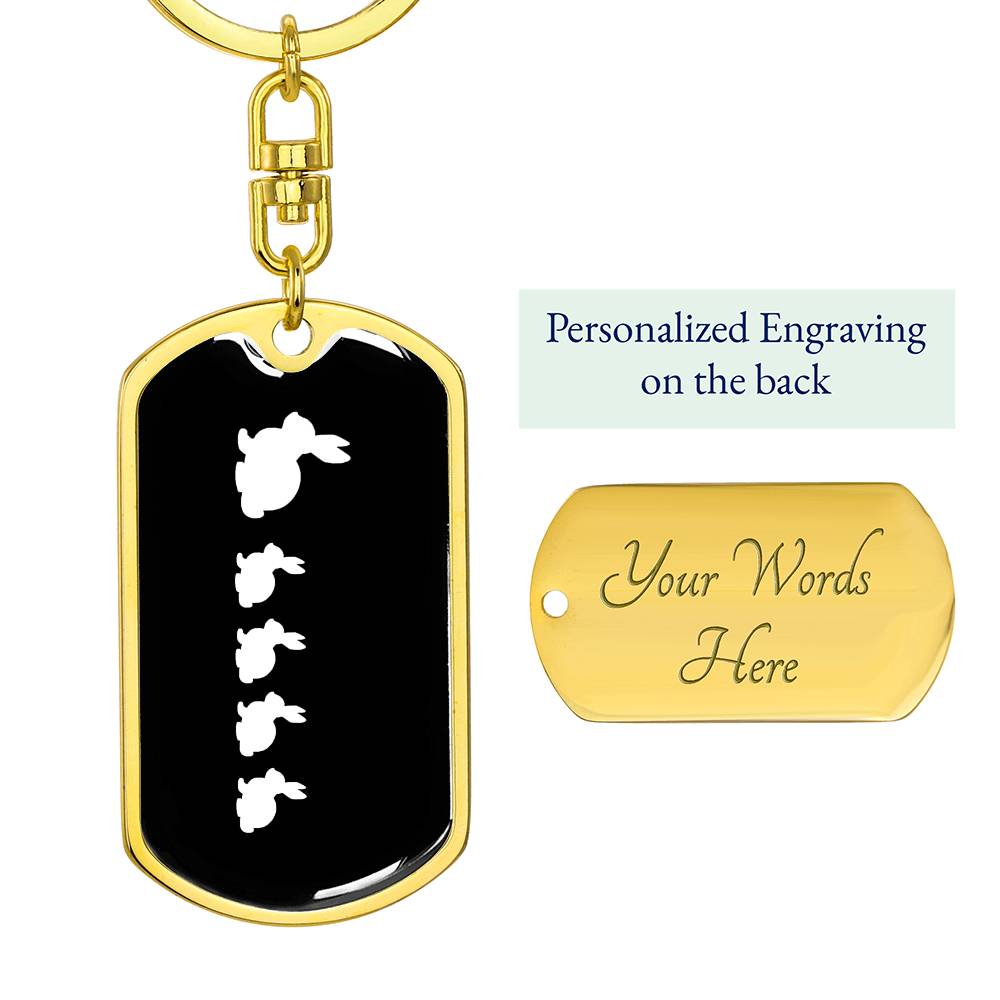 Mama Rabbit With 4 Kittens v3 - Luxury Dog Tag Keychain