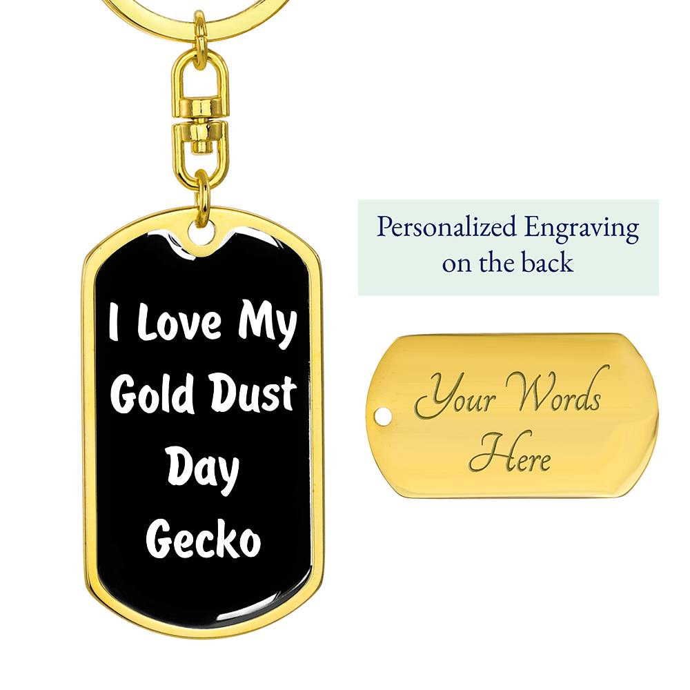 Love My Gold Dust Day Gecko v3 - Luxury Dog Tag Keychain