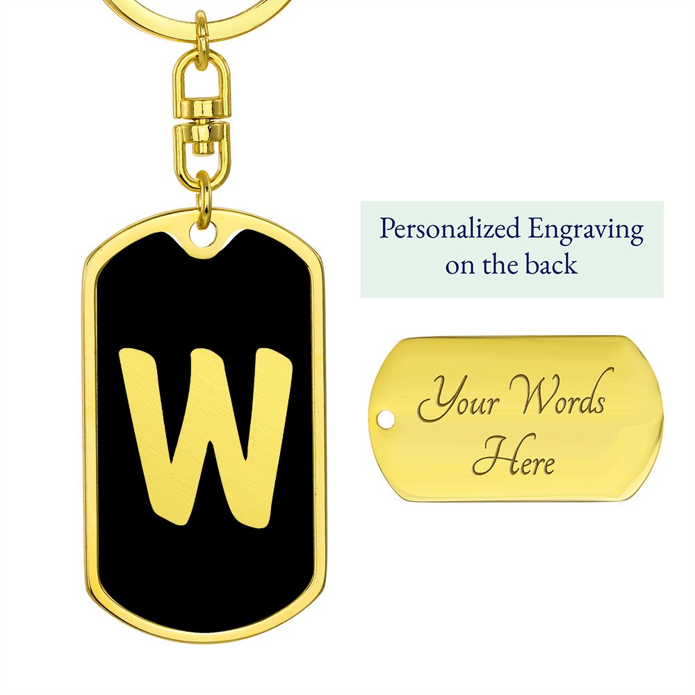 Initial W v2b - Luxury Dog Tag Keychain