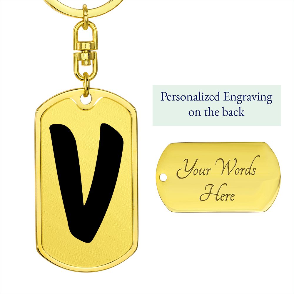 Initial V v1b - Luxury Dog Tag Keychain
