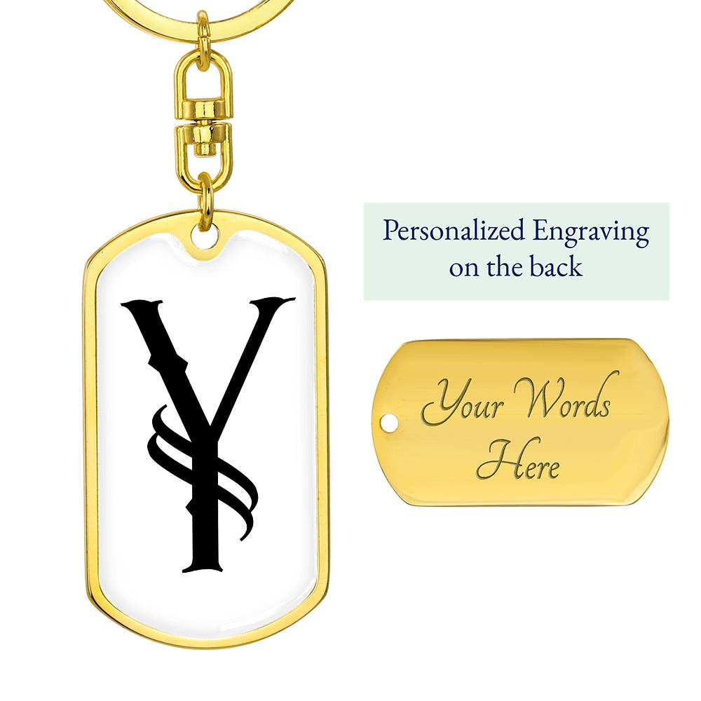 Initial Y v001-14 - Luxury Dog Tag Keychain
