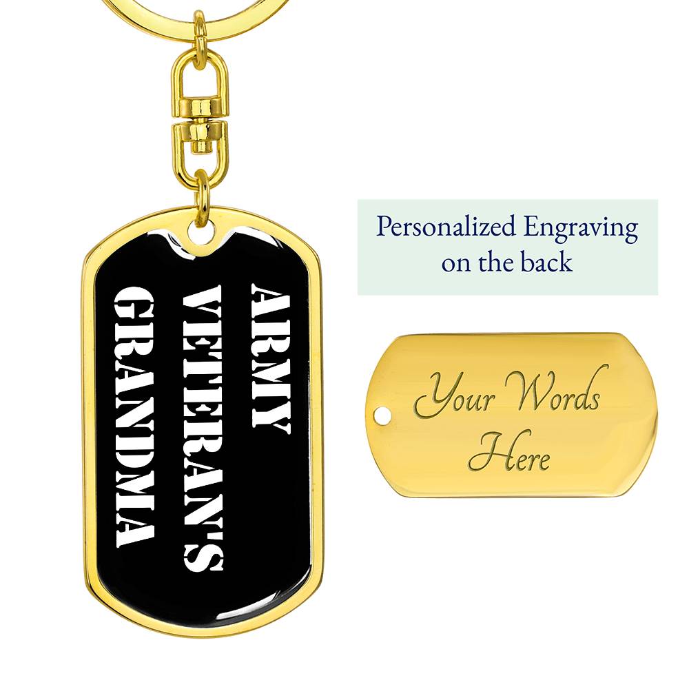 Army Veteran's Grandma v3 - Luxury Dog Tag Keychain