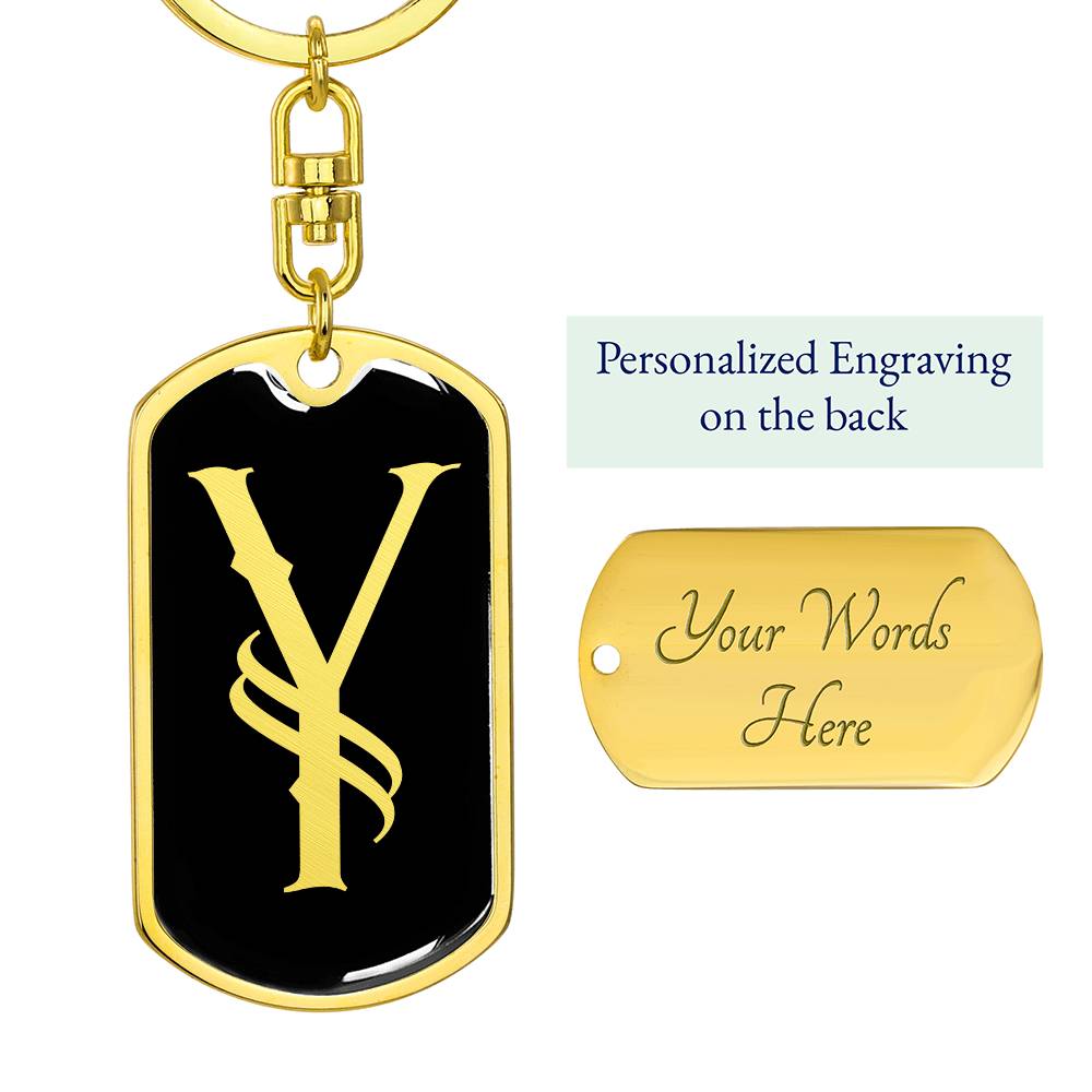 Initial Y v001-12 - Luxury Dog Tag Keychain
