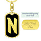 Initial N v2b - Luxury Dog Tag Keychain