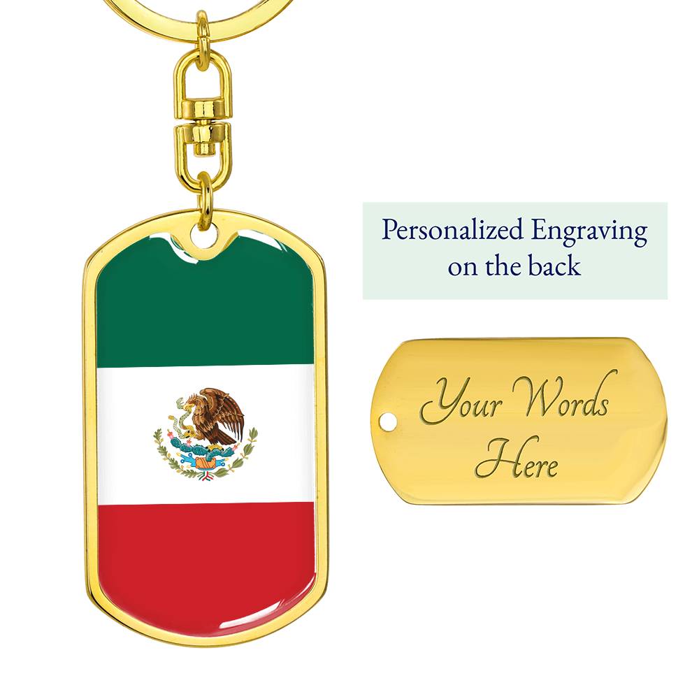 Mexican Flag - Luxury Dog Tag Keychain