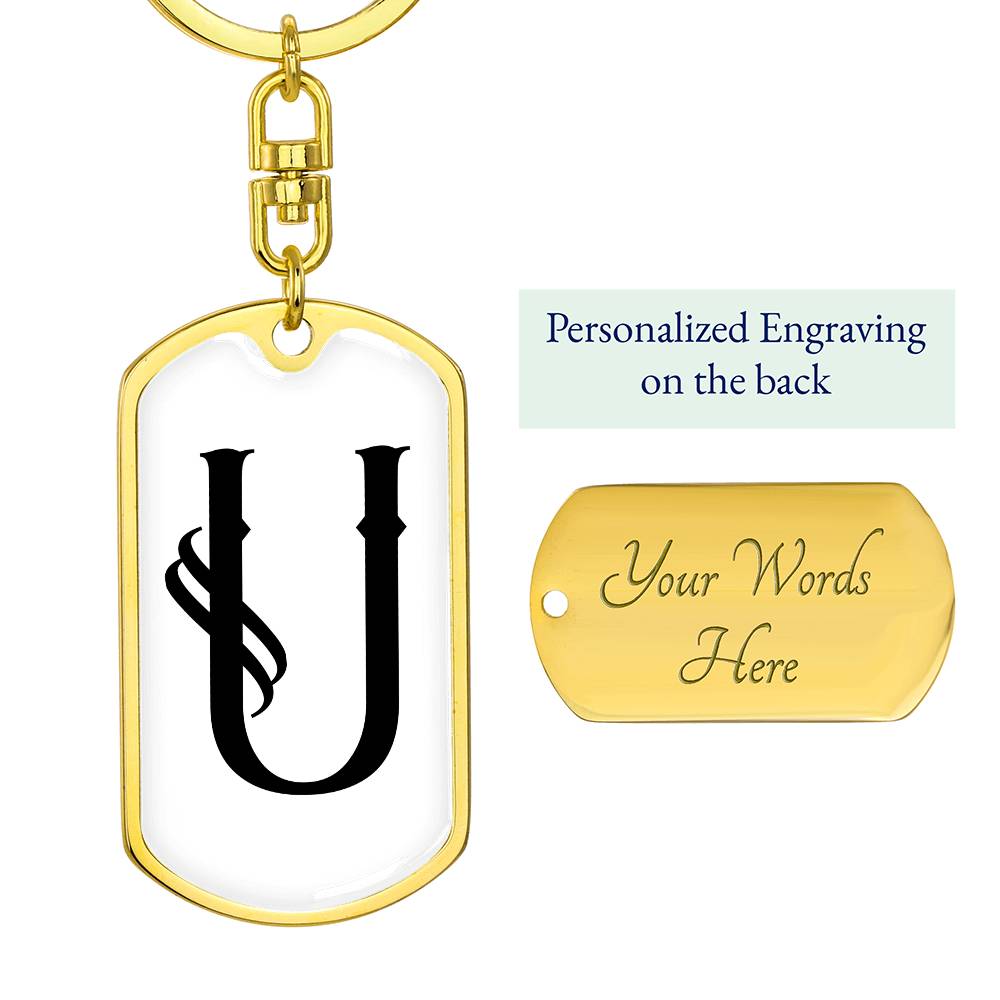 Initial U v001-14 - Luxury Dog Tag Keychain