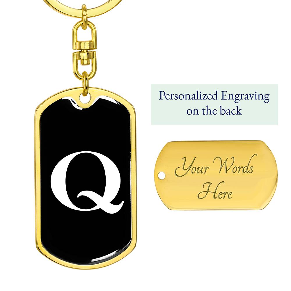 Initial Q v3a - Luxury Dog Tag Keychain