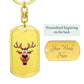 Funny Reindeer Face 03 - Luxury Dog Tag Keychain