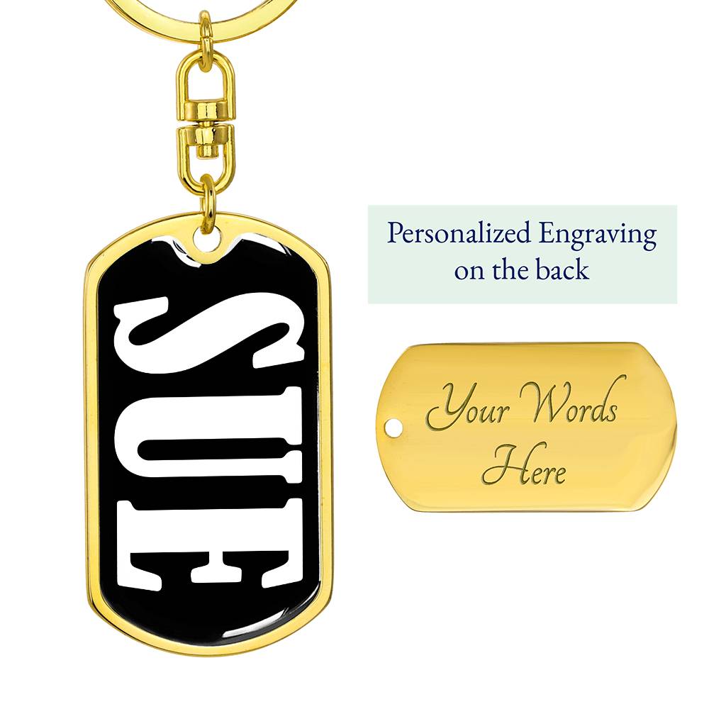 Sue v01w - Luxury Dog Tag Keychain