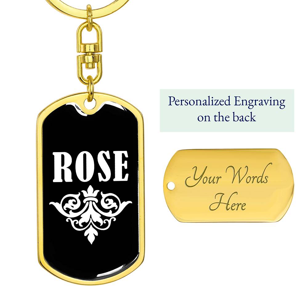 Rose v03a - Luxury Dog Tag Keychain