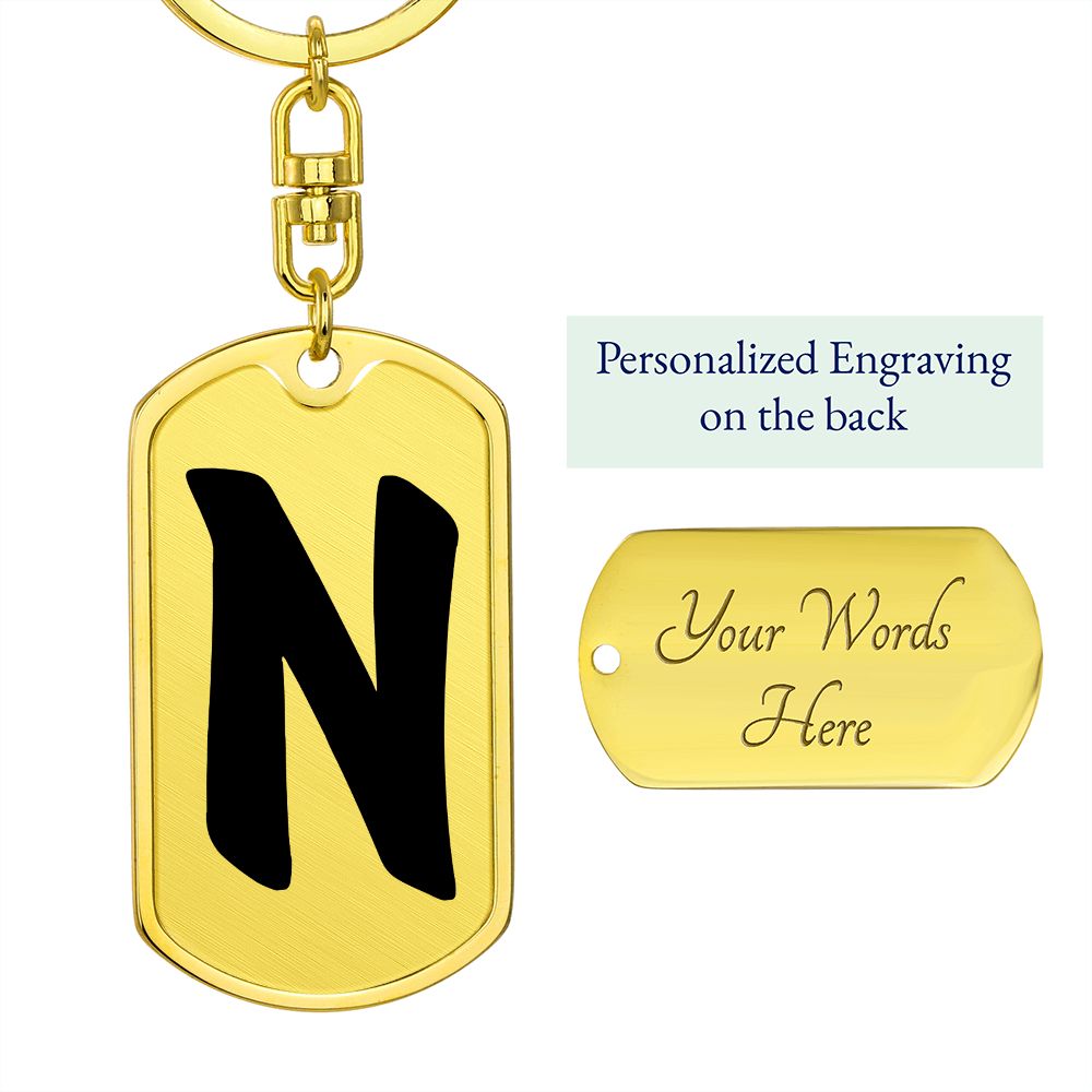 Initial N v1b - Luxury Dog Tag Keychain