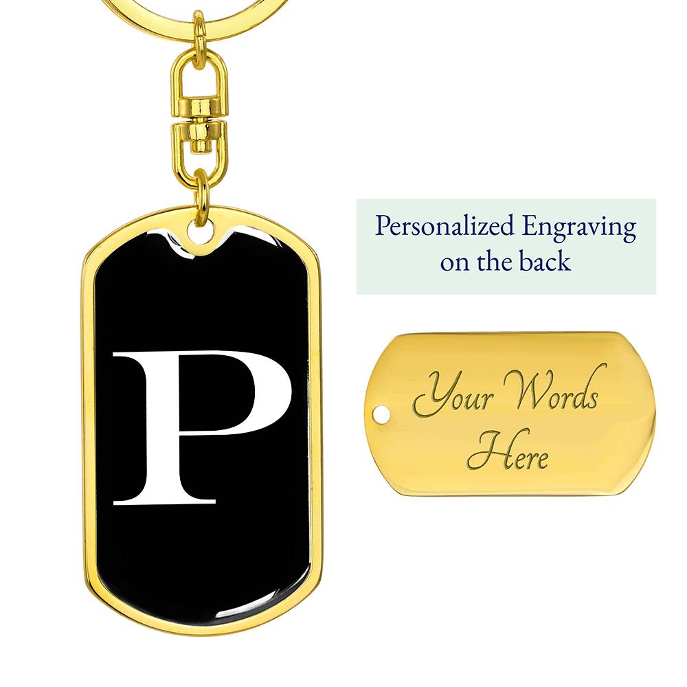 Initial P v3a - Luxury Dog Tag Keychain