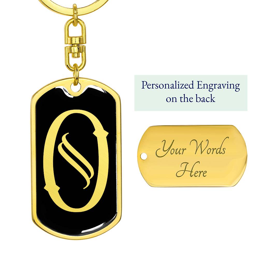 Initial O v001-12 - Luxury Dog Tag Keychain