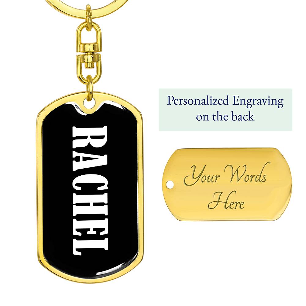 Rachel v01w - Luxury Dog Tag Keychain