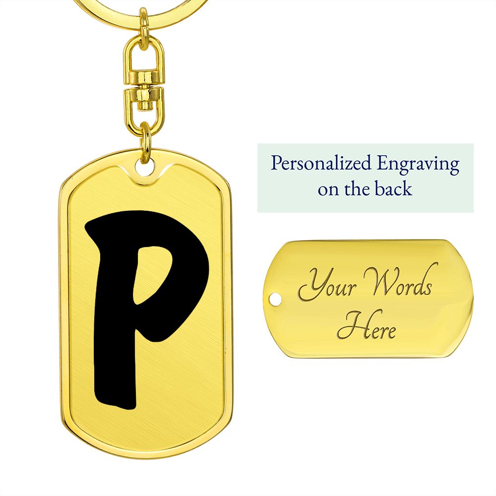 Initial P v1b - Luxury Dog Tag Keychain