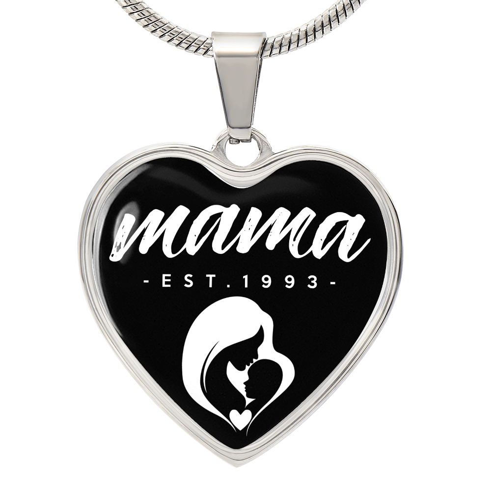 Mama, Est. 1993 v3 - Heart Pendant Luxury Necklace