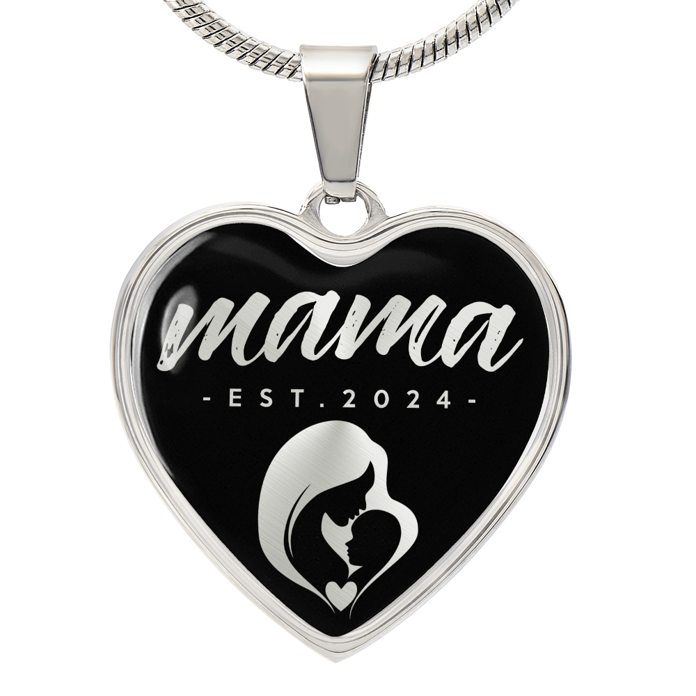 Mama, Est. 2024 v2 - Heart Pendant Luxury Necklace