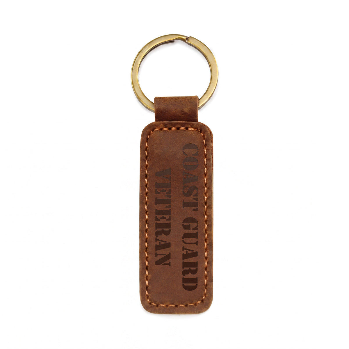 Coast Guard Veteran - Engraved Leather Keychain