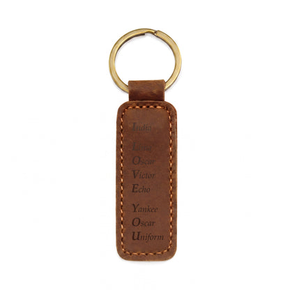 I Love You - Engraved Leather Keychain