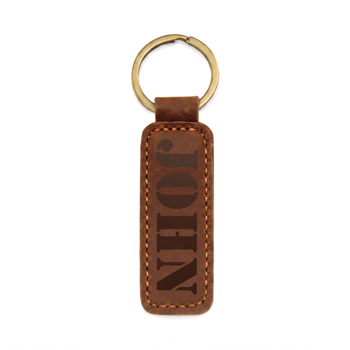 John - Engraved Leather Keychain