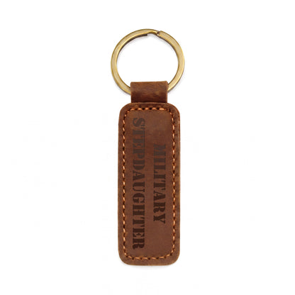 Military Stepdaughter - Engraved Leather Keychain