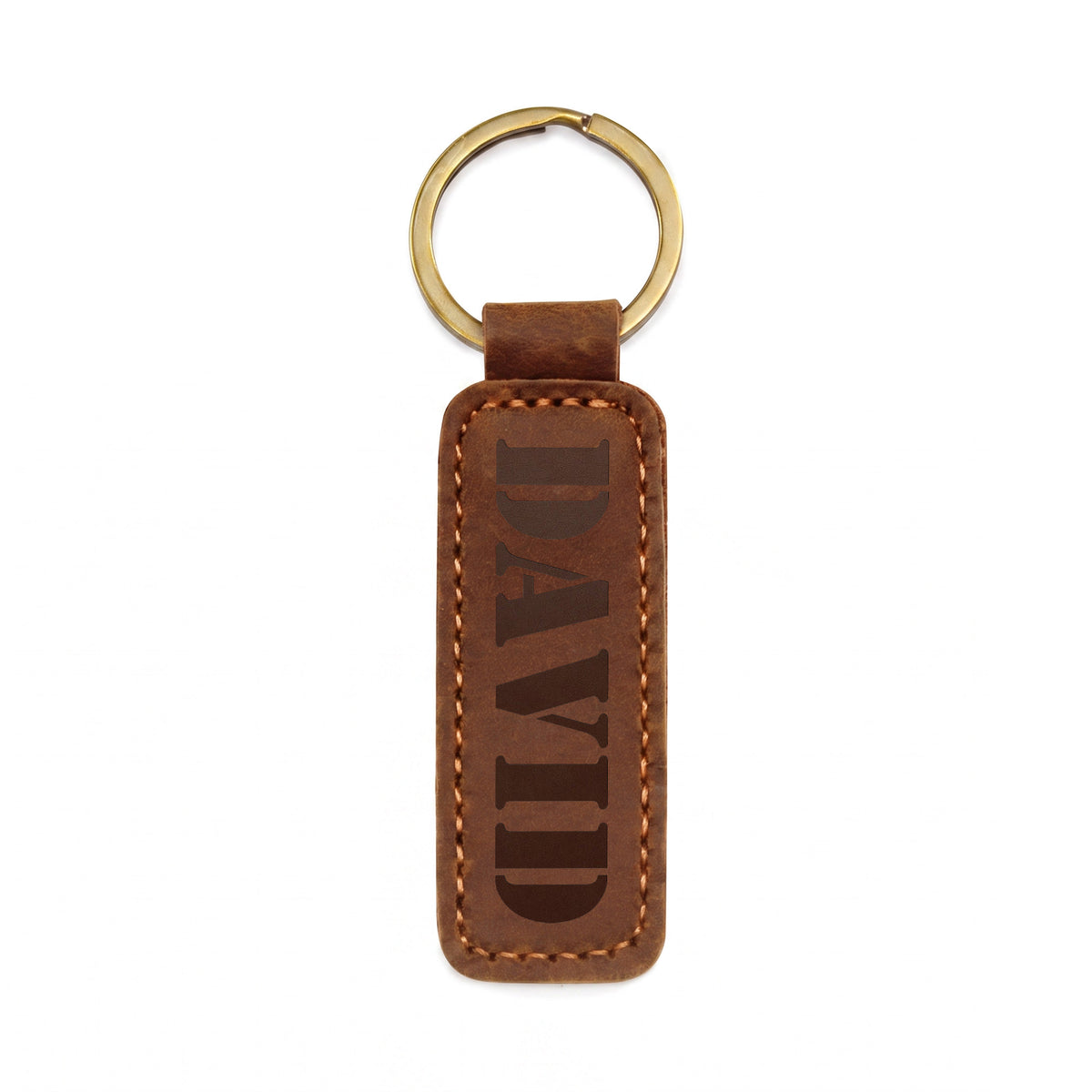 David - Engraved Leather Keychain