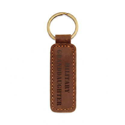 Military Granddaughter - Engraved Leather Keychain