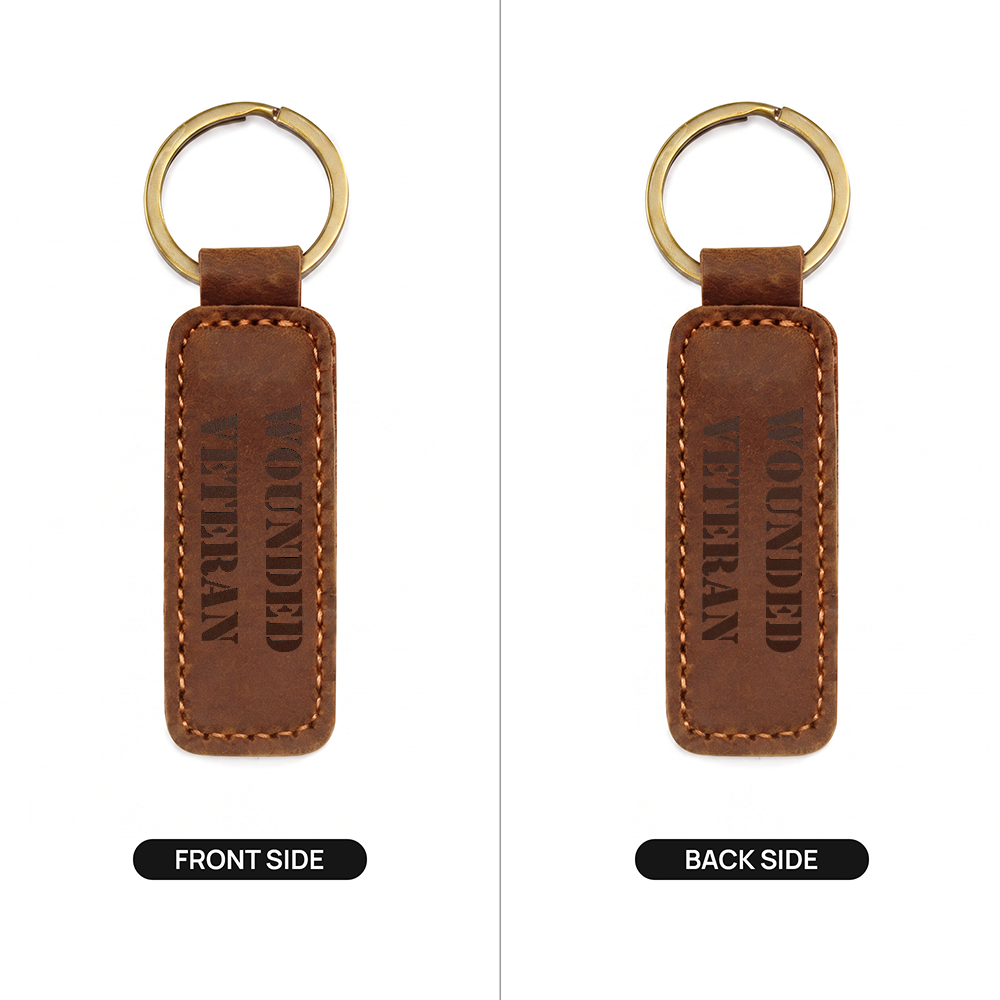 Wounded Veteran - Engraved Leather Keychain
