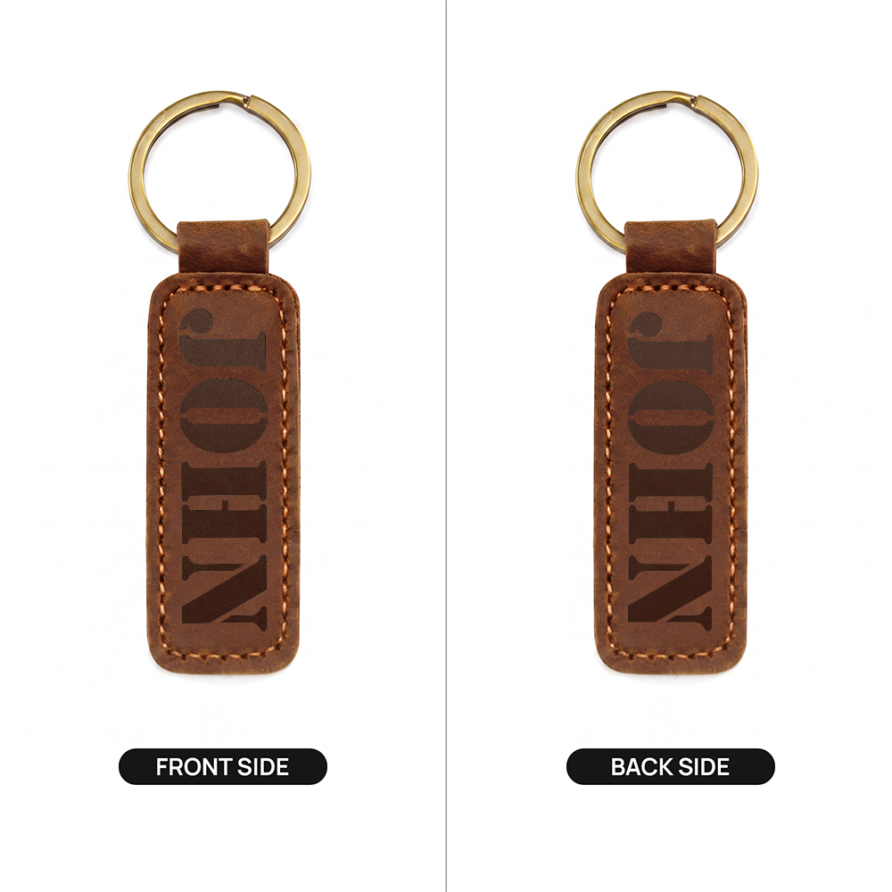 John - Engraved Leather Keychain
