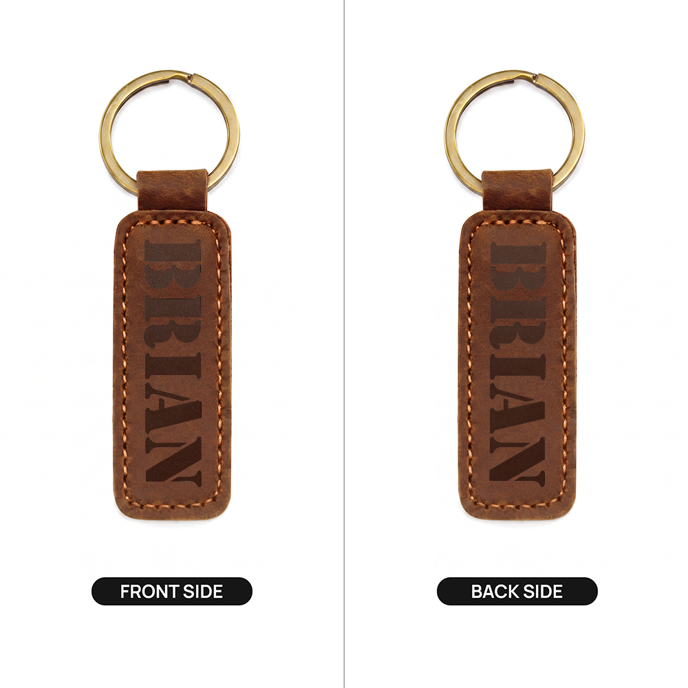 Brian - Engraved Leather Keychain