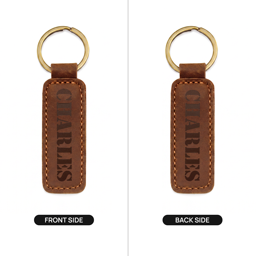 Charles - Engraved Leather Keychain