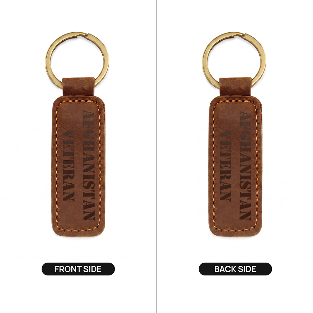 Afghanistan Veteran - Engraved Leather Keychain
