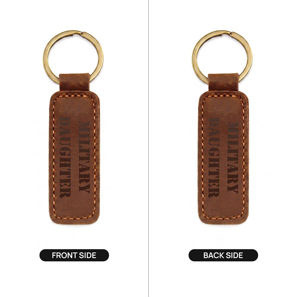 Military Daughter - Engraved Leather Keychain