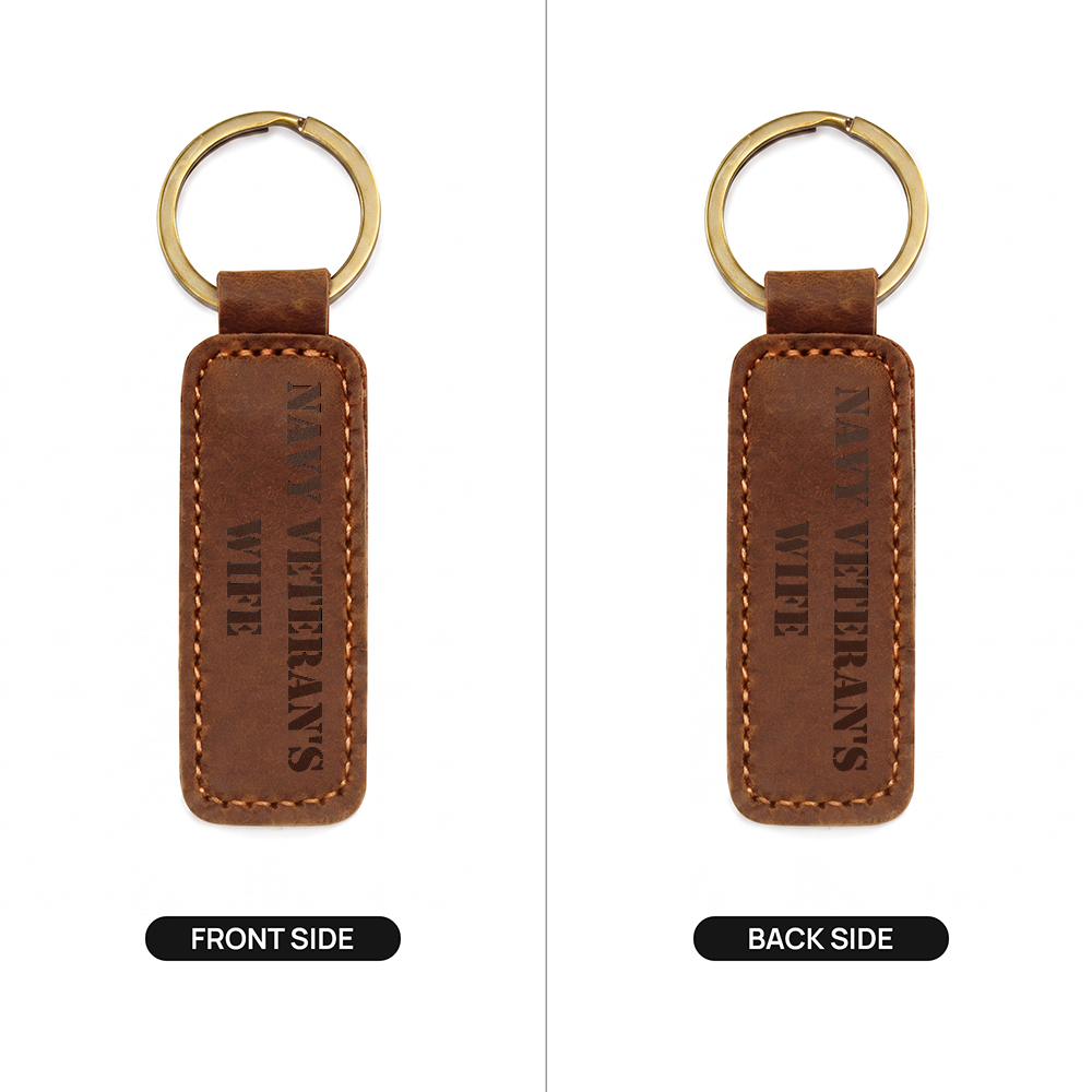 Navy Veteran's Wife - Engraved Leather Keychain